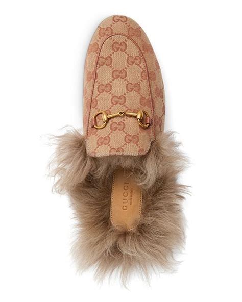 gucci with fur shoes|gucci canvas mules.